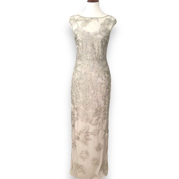 Lauren Ralph Lauren Dresses & Skirts - Lauren Ralph Lauren Sliver Sleeveless Floral Mesh Evening Maxi Dress Size 4 NWT